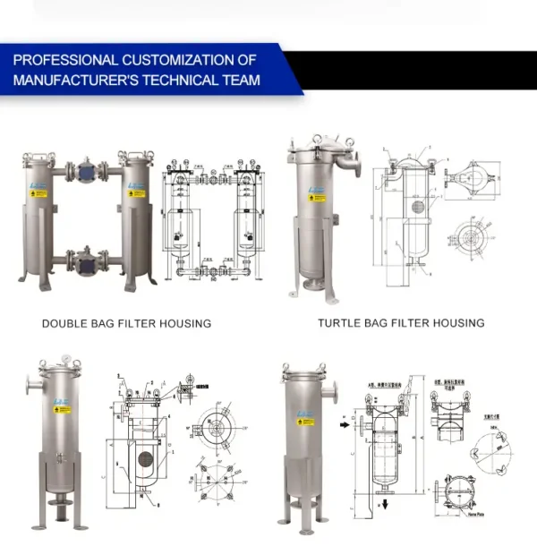 Stainless Steel SS304 316L Single Bag Filter Housing